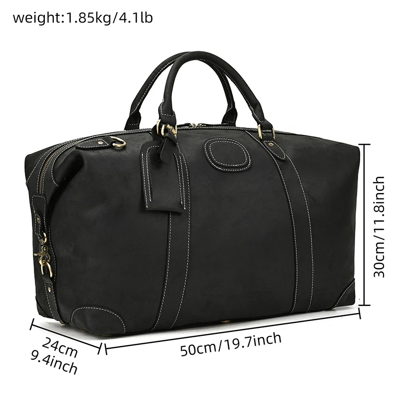 Luufan Travel Bag For Men Genuine Leather Travel Duffle Vintage Carry on Luggage Weekend Bag Big Travelling Shoulder Laptop Bags