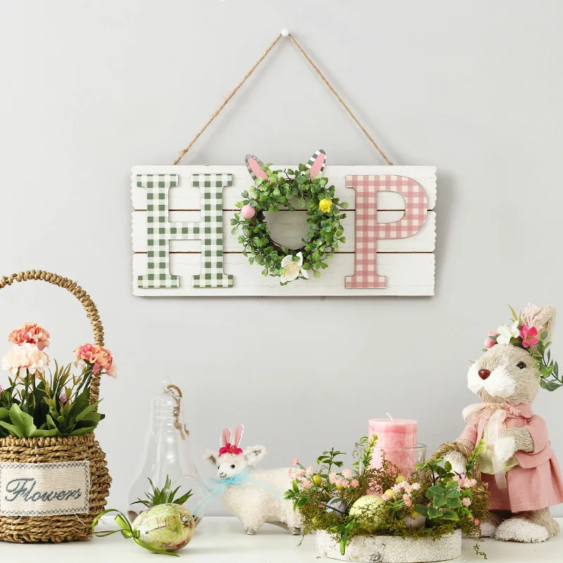 

Rustic Wooden Hanging Easter Front Door Wreaths Decorations For Home Wall Porch Farmhouse Spring Summer Party Decor