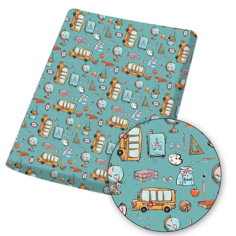 Ткань из полиэстера и хлопка ткани ткань с принтом автобуса аниме назад в школу