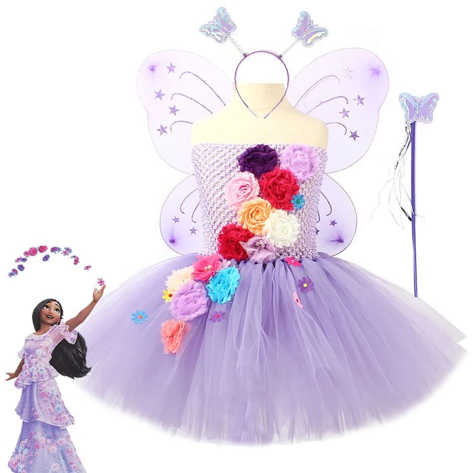 

Disney Encanto Costume Princess Girl Tutu Dress Kids Birthday Party Beach Dresses Toddlers Vestidos Kids Mesh Tulle Dress