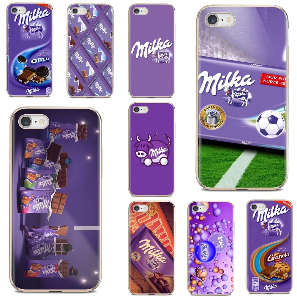 

For iPhone 10 11 12 13 Mini Pro 4S 5S SE 5C 6 6S 7 8 X XR XS Plus Max 2020 TPU Transparent Covers Chocolate Milka Box
