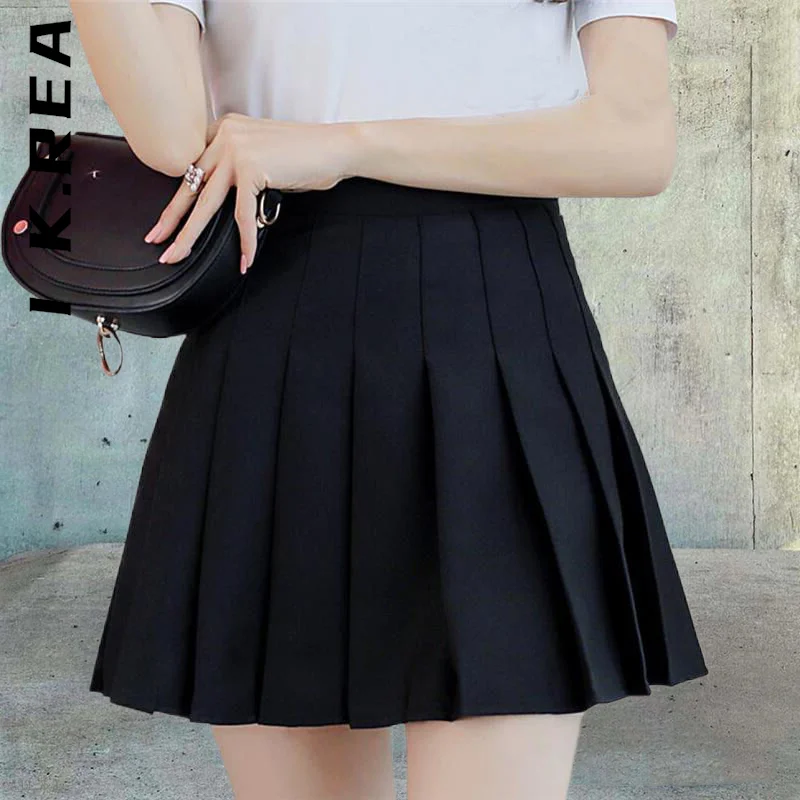 

I K.Rea Women High Waist Pleated Skirt Y2k Summer Plaid Black Kawaii A-Line Japanese School Uniform Casual Mini Skirts For Girls