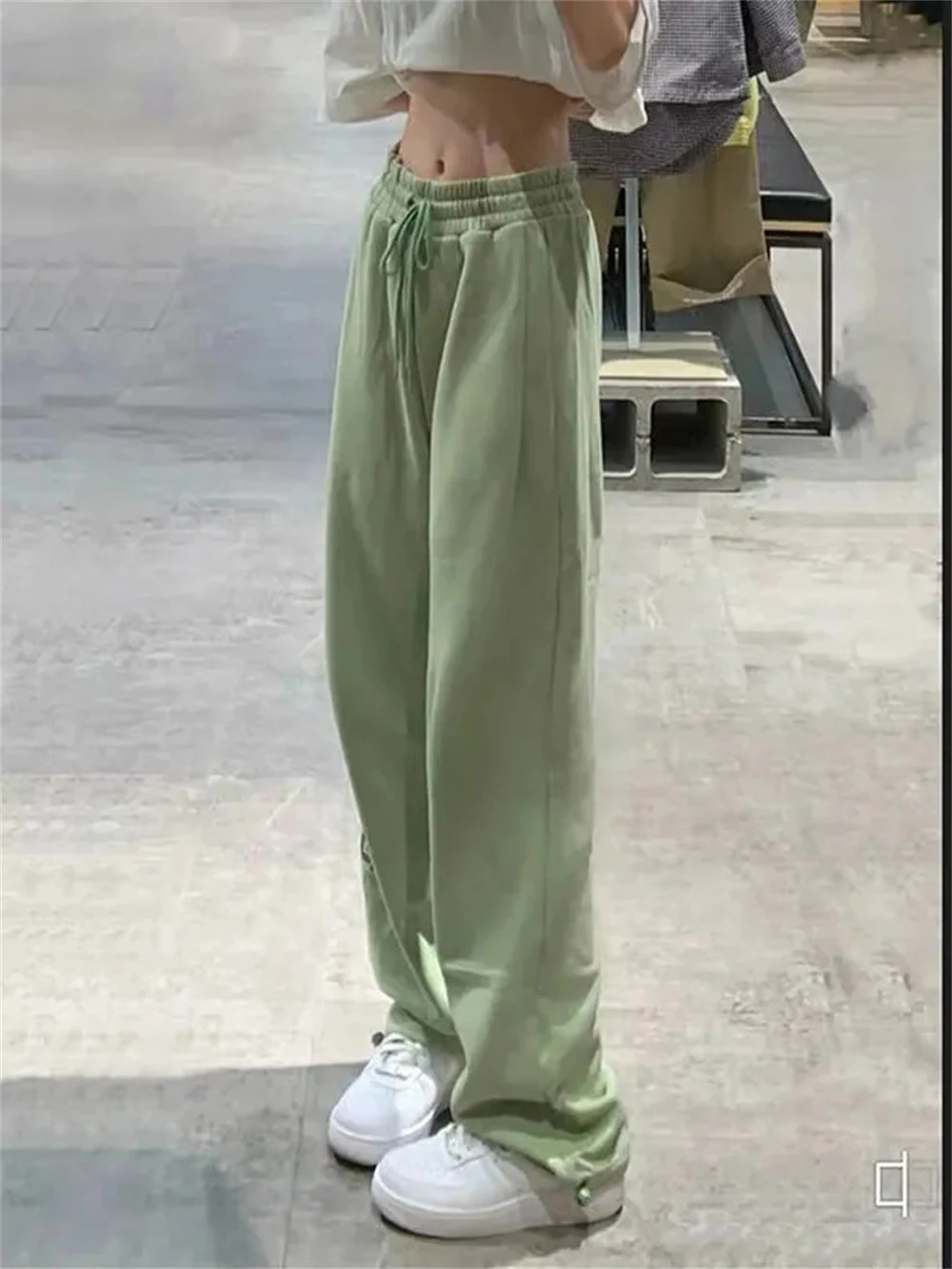 Зеленые спортивные брюки в стиле девушки из леса женские свободные брюки-карго