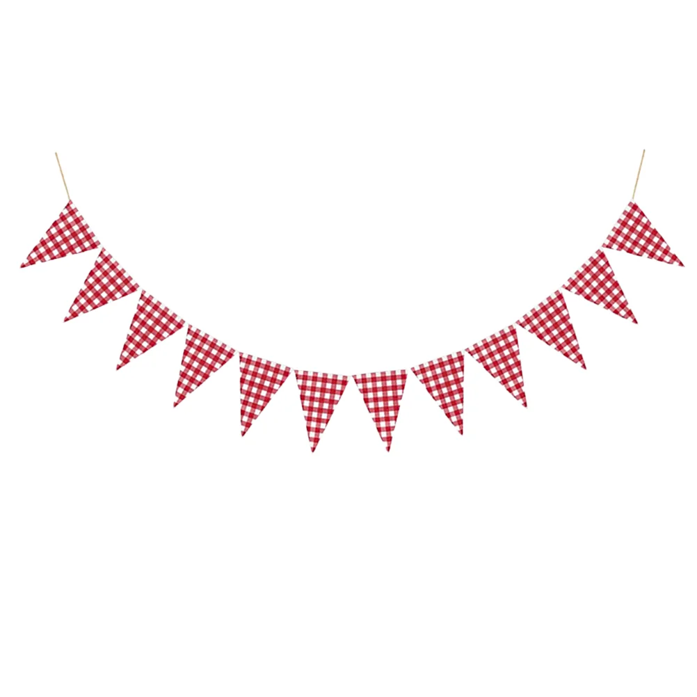 

Banner Pennant Photo Triangle Flags Garland Baby Pendant Bunting Holiday Plaid Festival Monthly Flag Shower Decorations Party