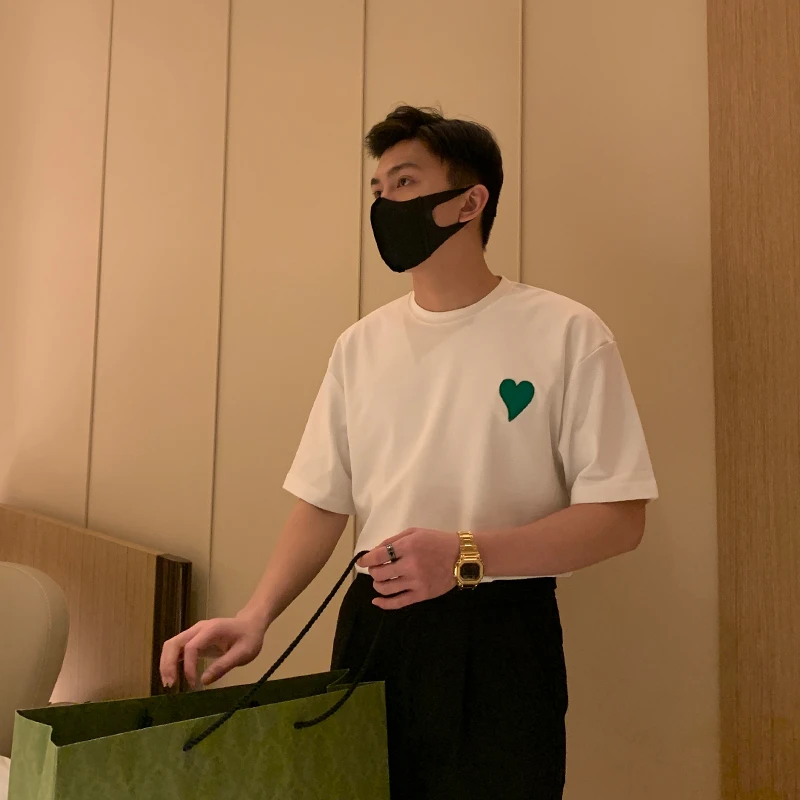 

Мужская приталенная рубашка, Повседневная однотонная Классическая рубашка с коротким рукавом и круглым вырезом, модель L85 в Корейском стил...