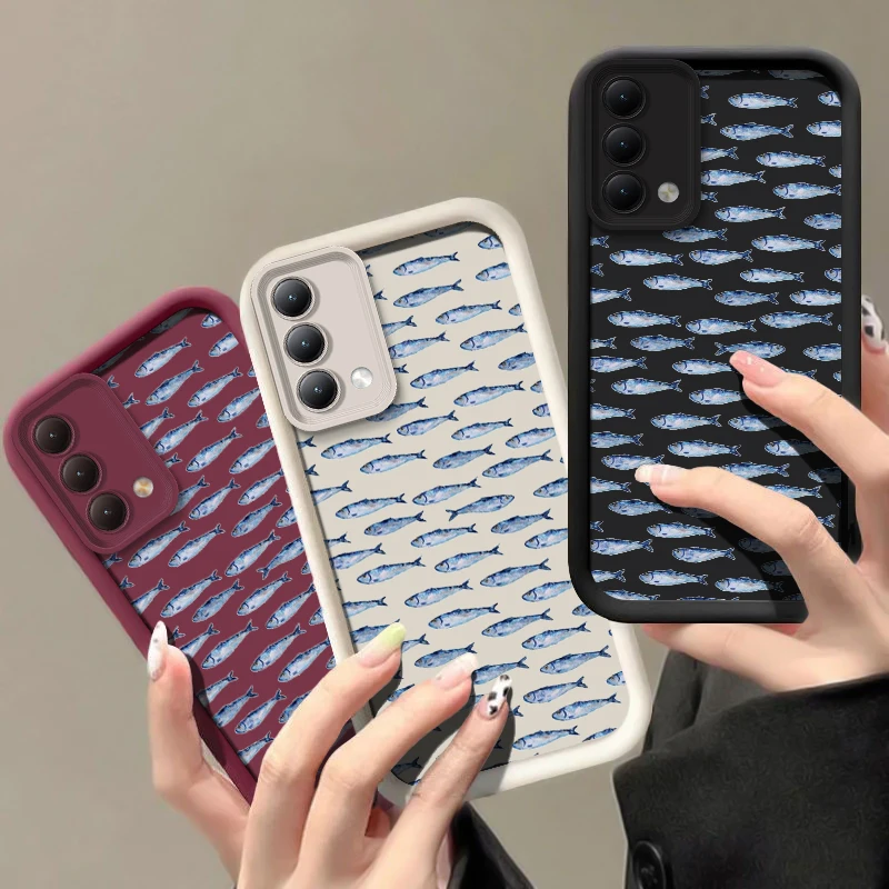 Фото Матовый силиконовый чехол для телефона OPPO A17 A17K A16E A16K A15 A15S A12 A12S A9 A5 2020 A5X A5S с рисунком рыбы, противоударный, мягкий чехол №1