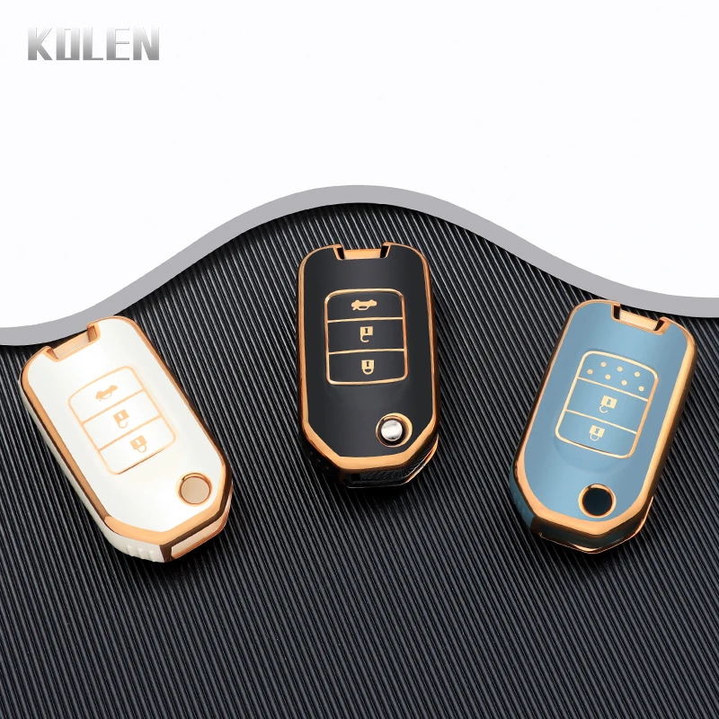 

TPU Car Flip Key Cover Case Shell Fob For Honda Civic HRV CRV XRV CR-V Crider Odyssey Pilot Fit Accord Freed Protector Keychain