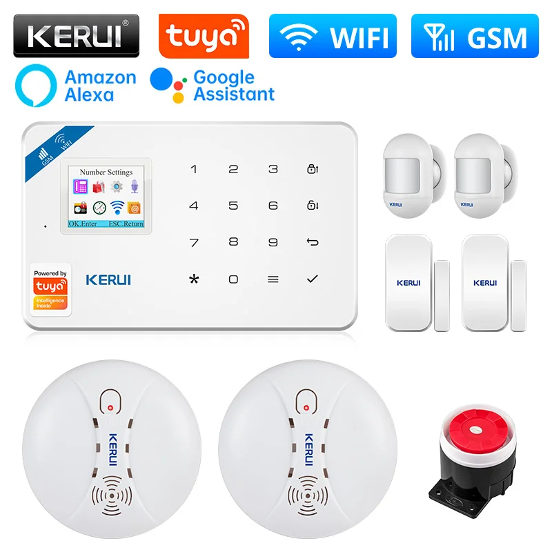 KERUI W181 Alarm System WIFI GSM Alarm Tuya Smart Home Kit Support Alexa Motion Sensor Detector Door Sensor Siren