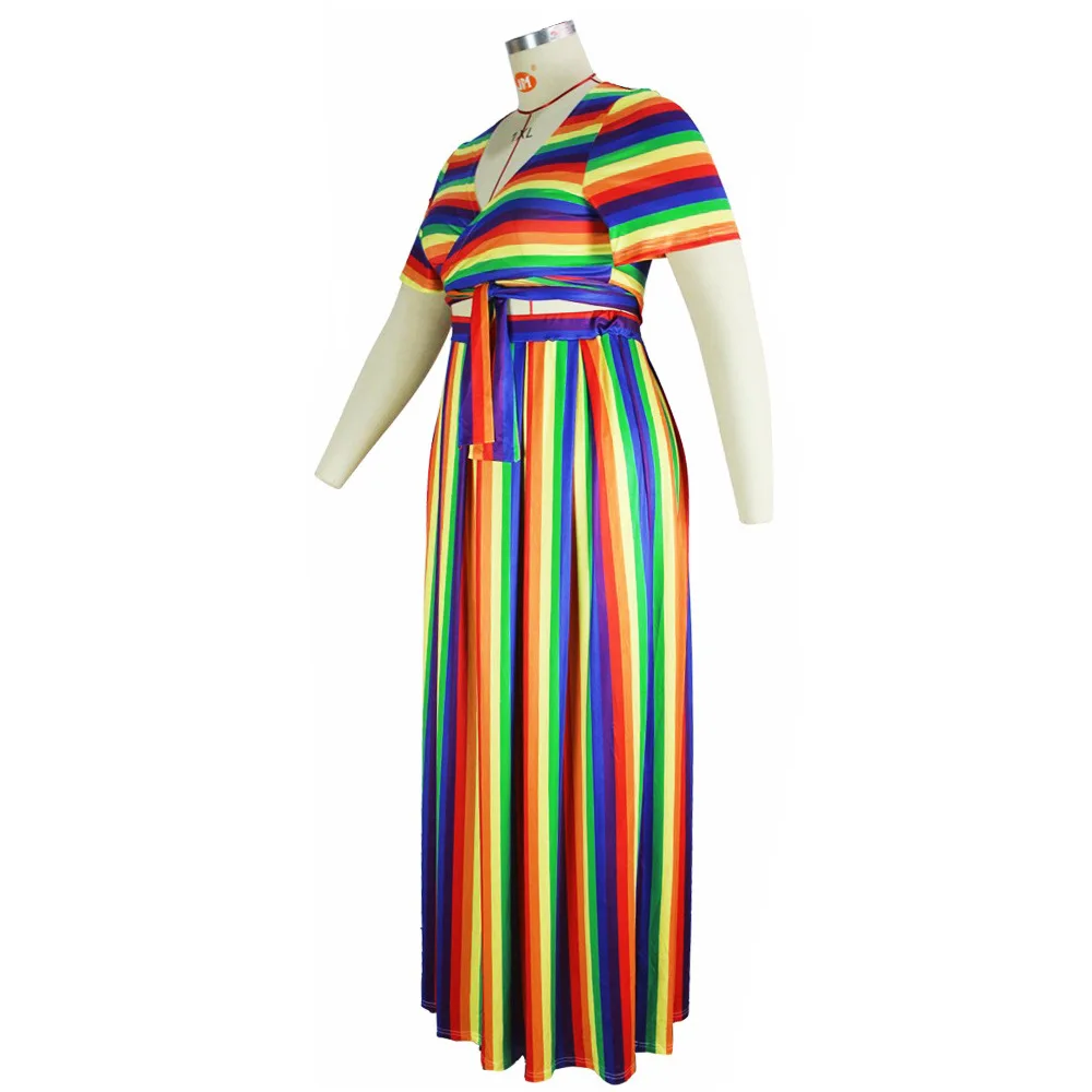 Plus Size Women Sets Striped Print Shirts and Dresses 2022 Summer Fashion Two Piece Set Sexy Female Casual Bandage Outfits
