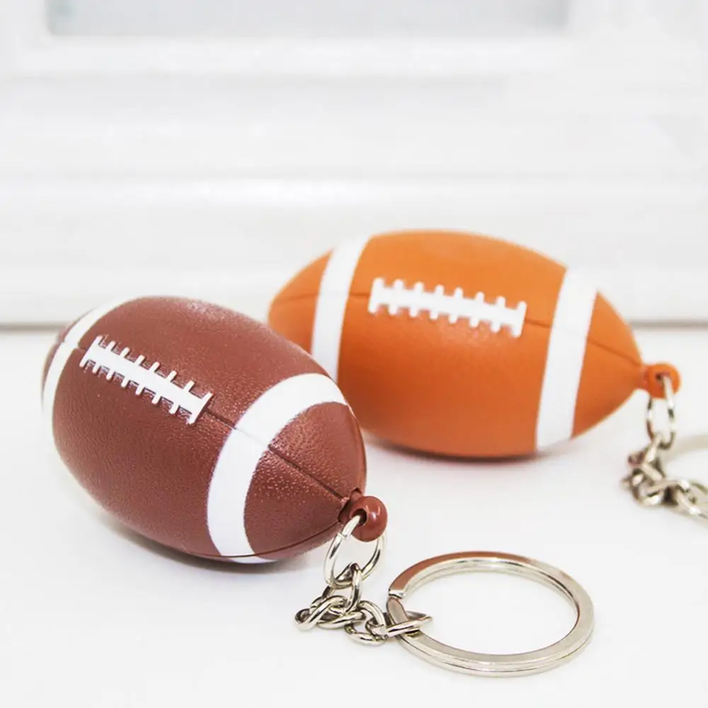 

Key Ring Funny Keychain Pendant Rugby with LED Light Sound Holder Hanging Decor