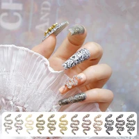 3 pcs metal snake jewelry for diy nail art decoration fashion pearl animal nails accessories for manicure design
