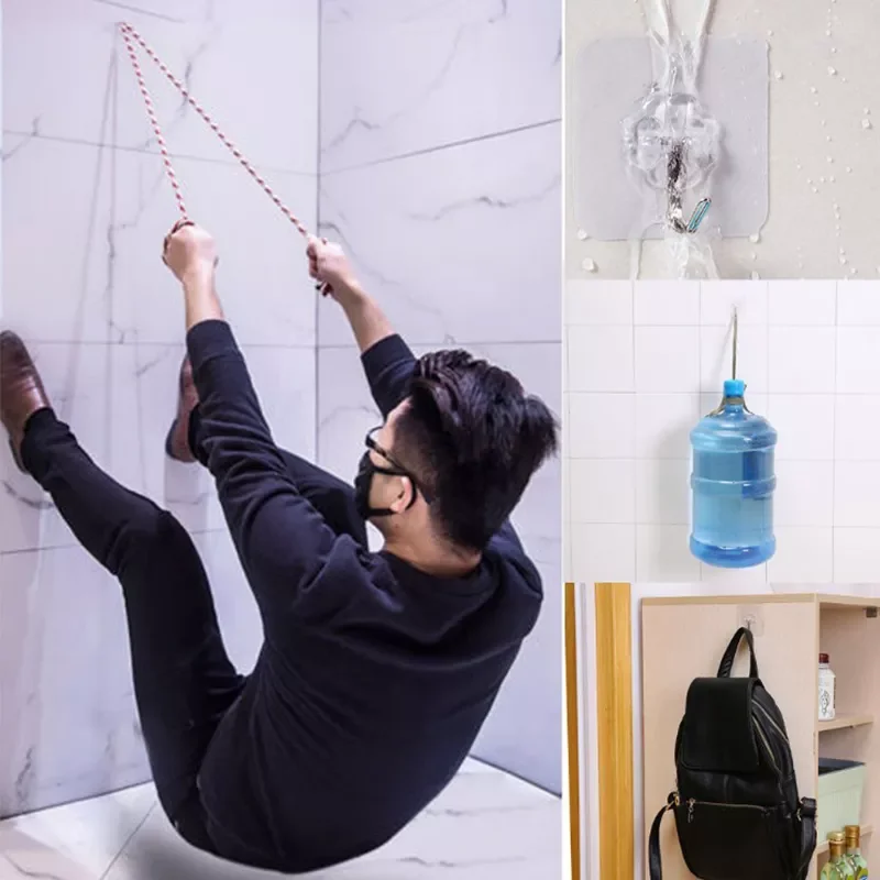 

2022Good 10Pcs Hanger Hook Transparent Strong Adhesive Wall Hangers Hooks Vacuum Suction Cup Heavy Bathroom Stainless Steel Hang