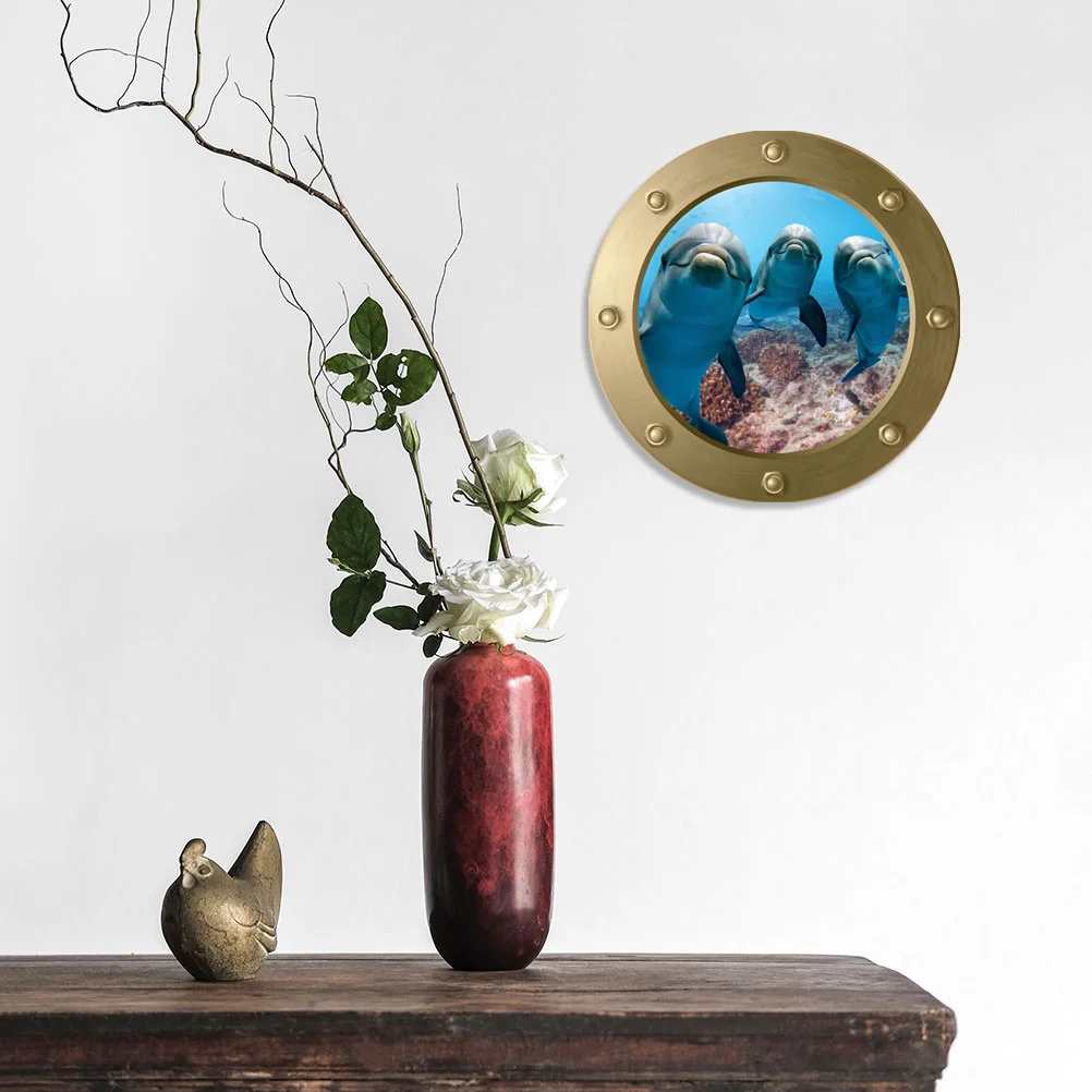 

Wall Stickers Sea Decals 3D Sticker Animal The Ocean Window Life Decorative Decal Dolphin Bedroom Decorations Underwater Stick