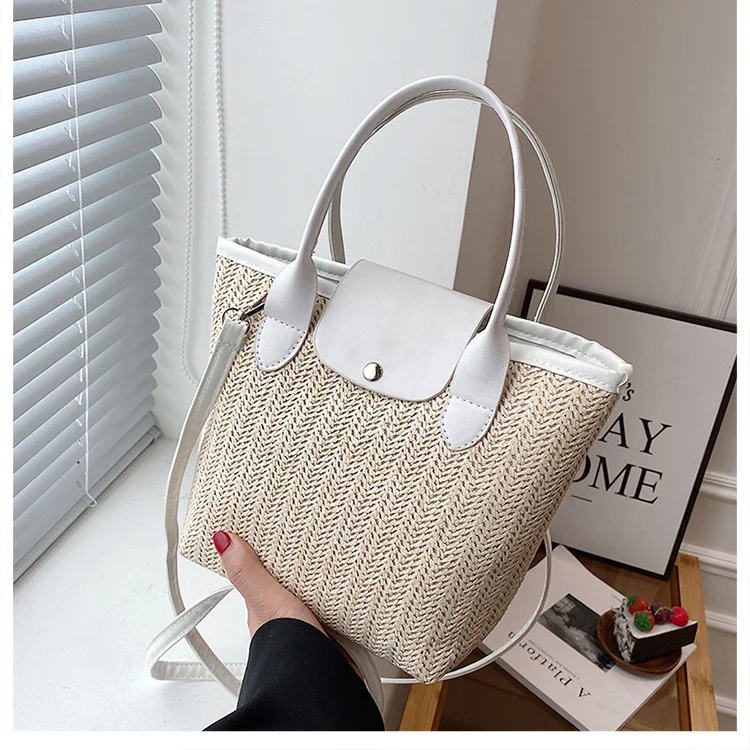 New high-capacity straw woven bag 2022 spring and summer new woven bag foreign style portable beach bag fashion messenger bag