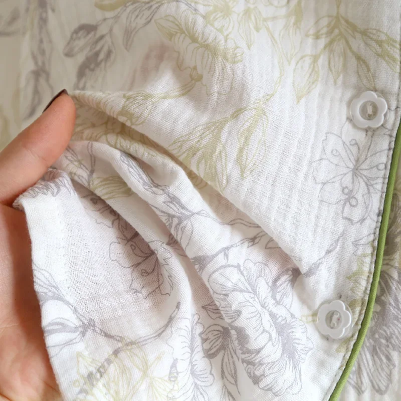 Женский пижамный комплект из 2024 хлопка новый японский с длинным рукавом и