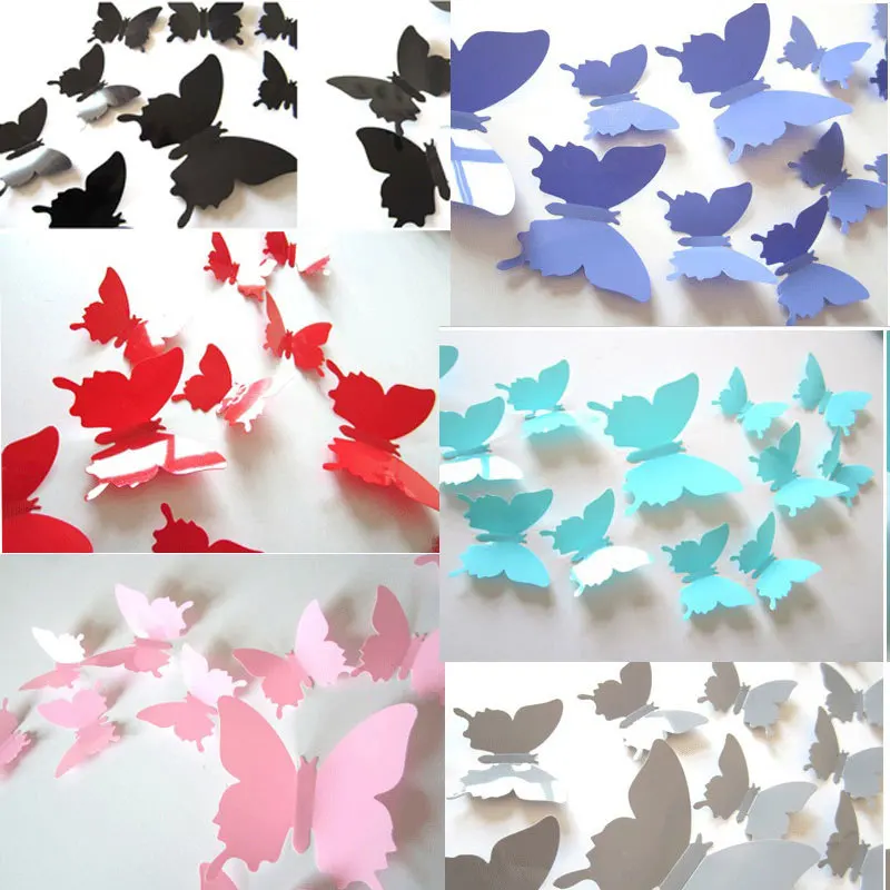 

3D Butterfly Wall Paste PVC Light Butterfly 12pcs/Set Home Decoration Bedroom Decor Cute Wall Decor Wallstickers