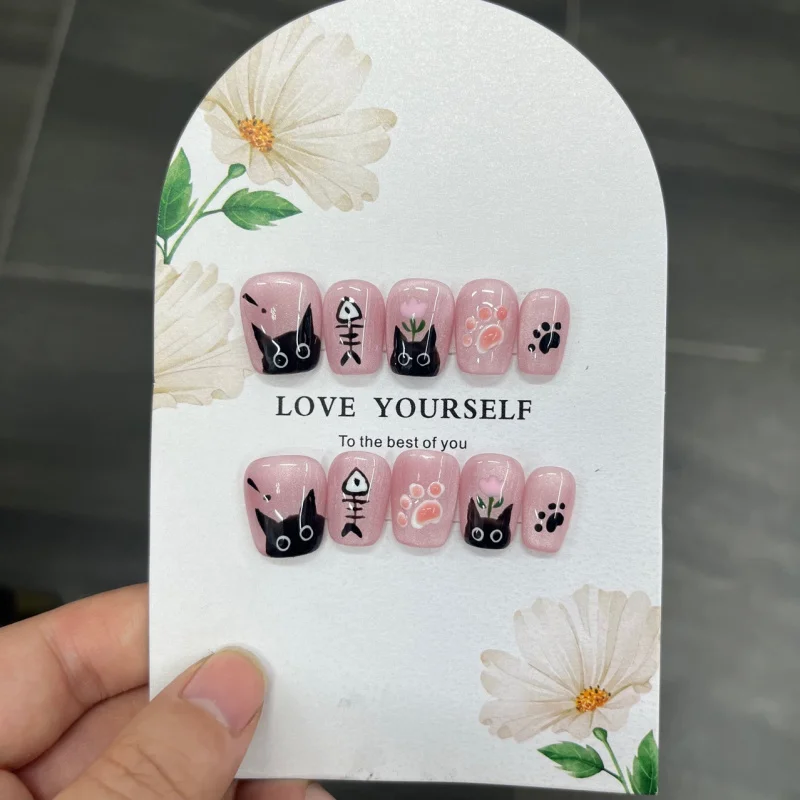 Nailover ручная роспись Hello Cat трехмерная форма кошачьей лапы