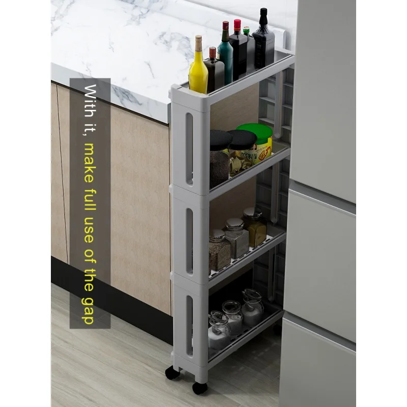 

Kitchen Storage Rack For Goods Fridge Side Shelf 2/3/4 Layer Removable With Wheels Bathroom Organizer Shelf Gap Holder Rack new