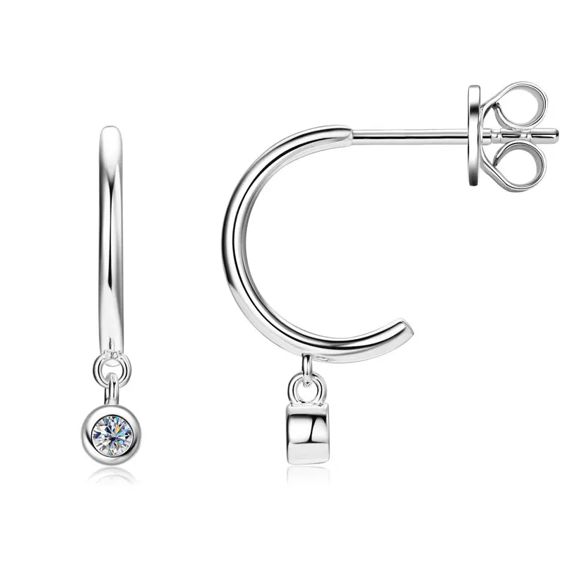 IOGOU D0.03CT круглые серьги-манжеты с муассанитом и бриллиантами для женщин девочек