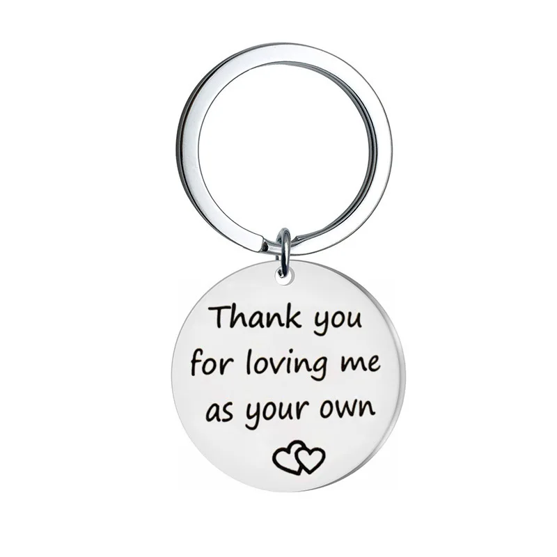 

Thank You for Loving Me As Your Own Stainless Steel Keyring Keychain Charms Women Jewelry Accessories Pendant Gifts Fashion