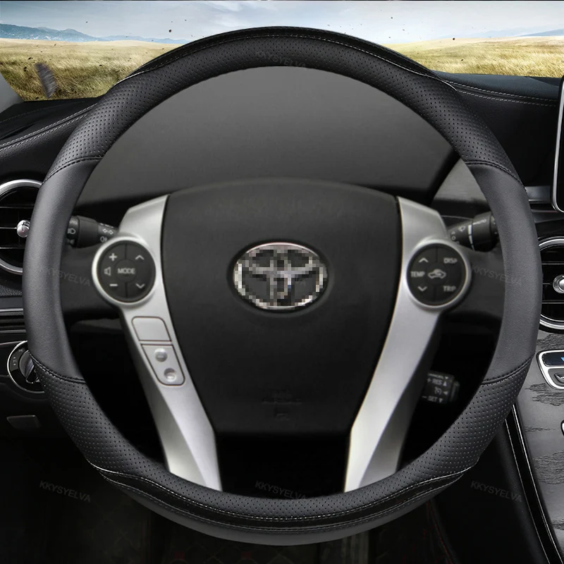 

Чехол рулевого колеса автомобиля углеродное волокно + кожа для Toyota Prius 30(XW30) 2009-2015 Aqua 2014 Prius C (США) V (США) 2012-2017