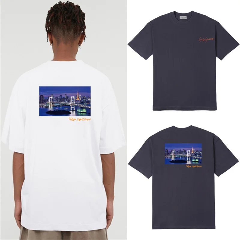

Yohji Tshirts Yamamoto Y3 2024 Summer Men's T-shirt Tokyo Limited Print Signature Street Trend Cotton Short Sleeve Tee For Men
