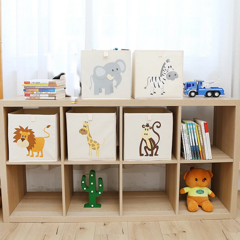 

Foldable Animal Storage Box Oxford Cloths Cube Storage Toy Box Kids Room Nursery Decor Boys Room Elephant Lion Box Organizer