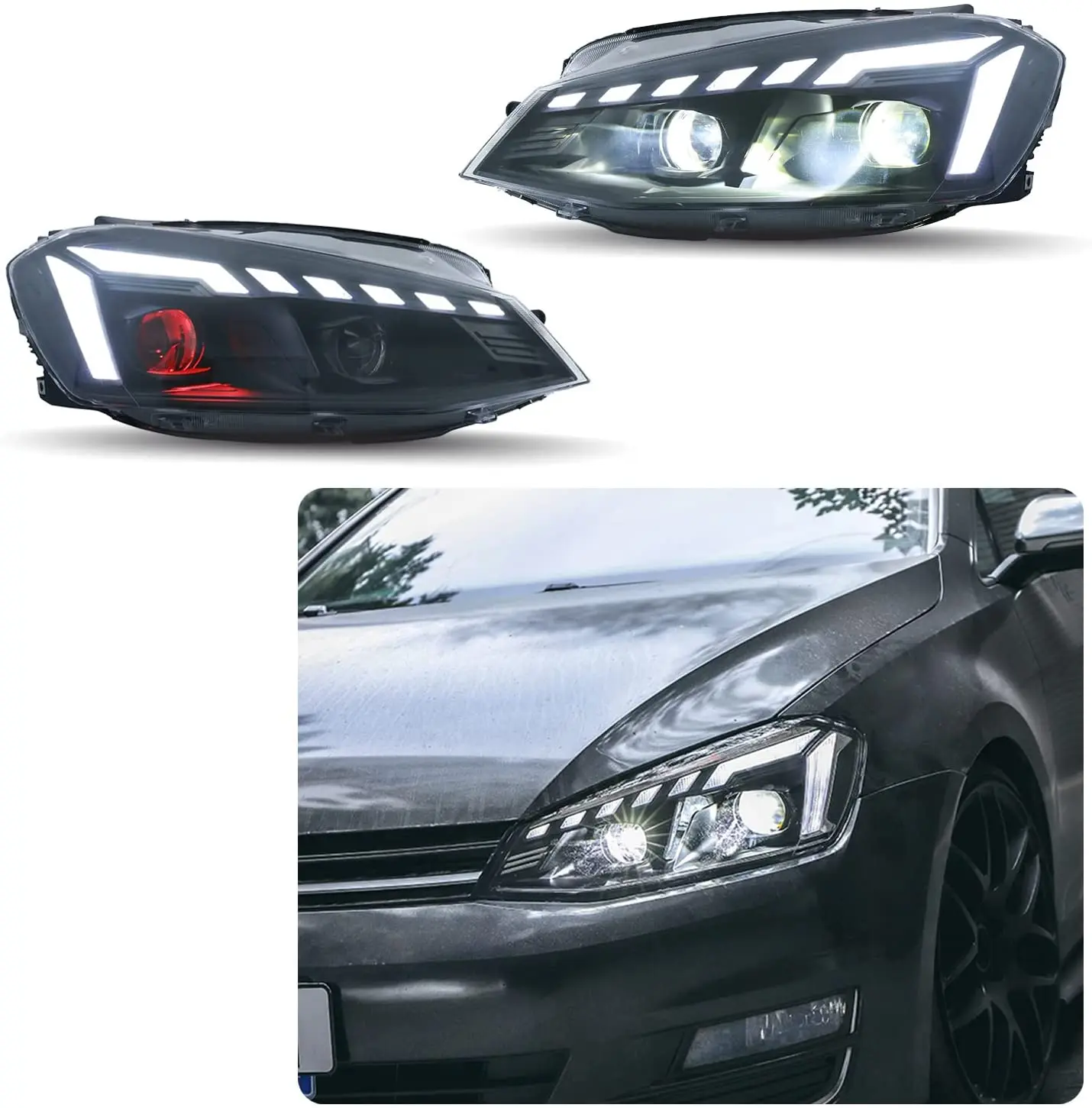 

LED Headlights For VW Volkswagen Golf VII 7 MK 7 2014 2015 2016 2017 2018 2019 With The Start Up Animation Sequential Indicator