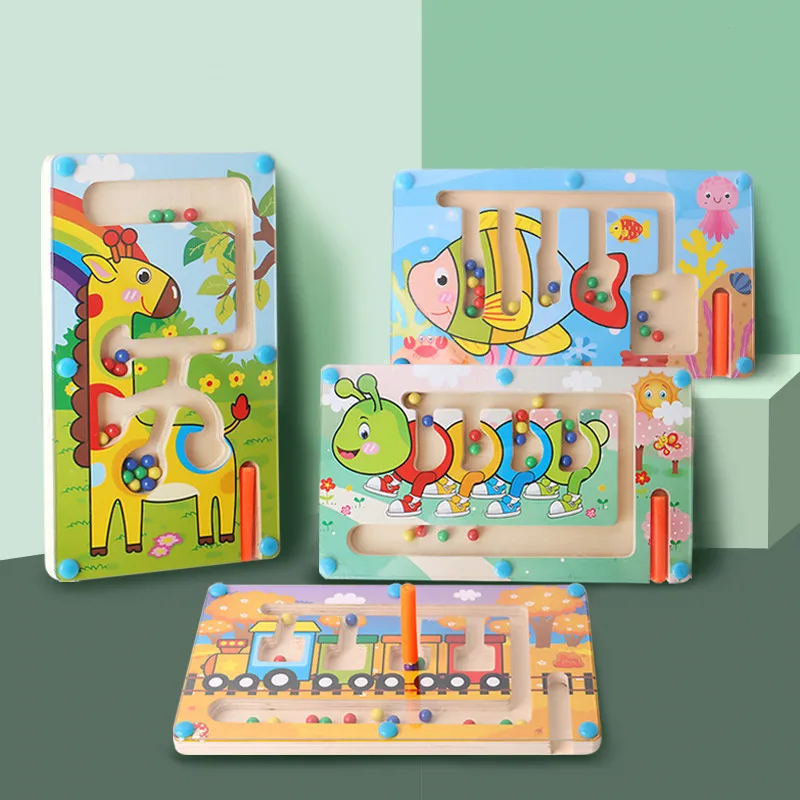 

Montessori Kids Wooden Puzzle Game Toy Children Animal Magnetic Maze Toy Educational Brain Teaser Jigsaw Intellectual Board Toys