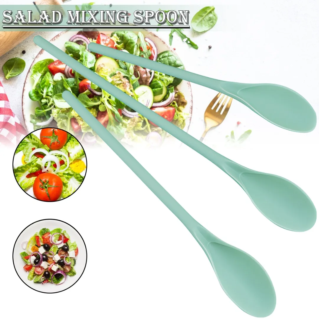 3Pcs Plastic Salad Blender Spoon Set Multi-functional Salad Spoon Server Serving Utensils Home Kitchen Restaurant Dessert Spoons