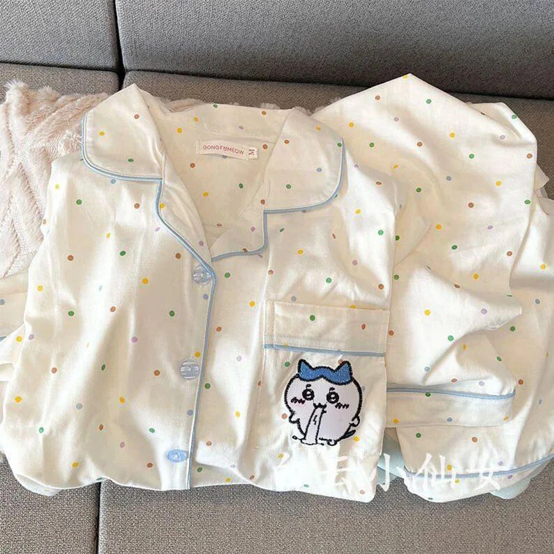 Kawaii Chiikawa пижамы милые осенне-зимние аниме мультфильм с длинными рукавами