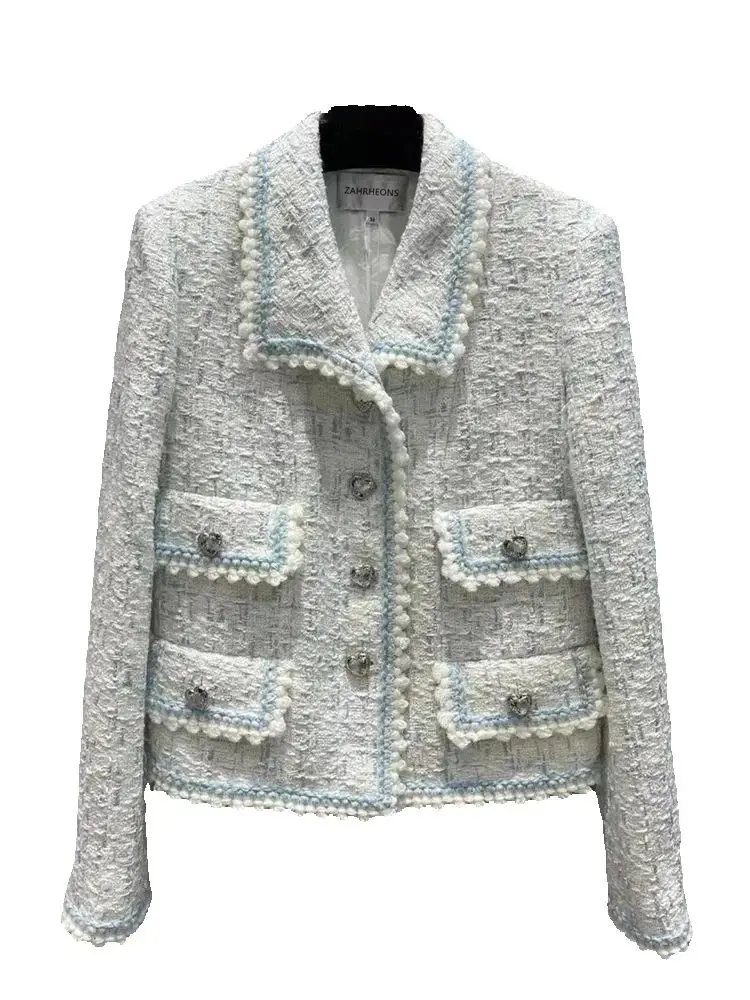 Женский твидовый пиджак роскошный брендовый винтажный шерстяной во французском