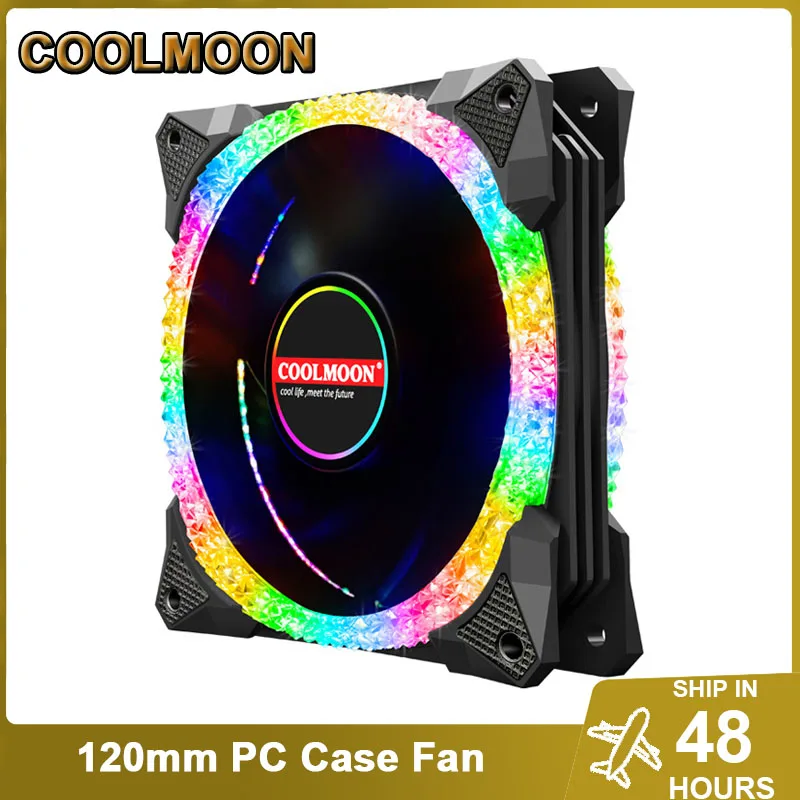 

Coolmoon Magic Diamond 12cm RGB Case Fan Silent Desktop Computer CPU Cooling FanMute 120mm FDB