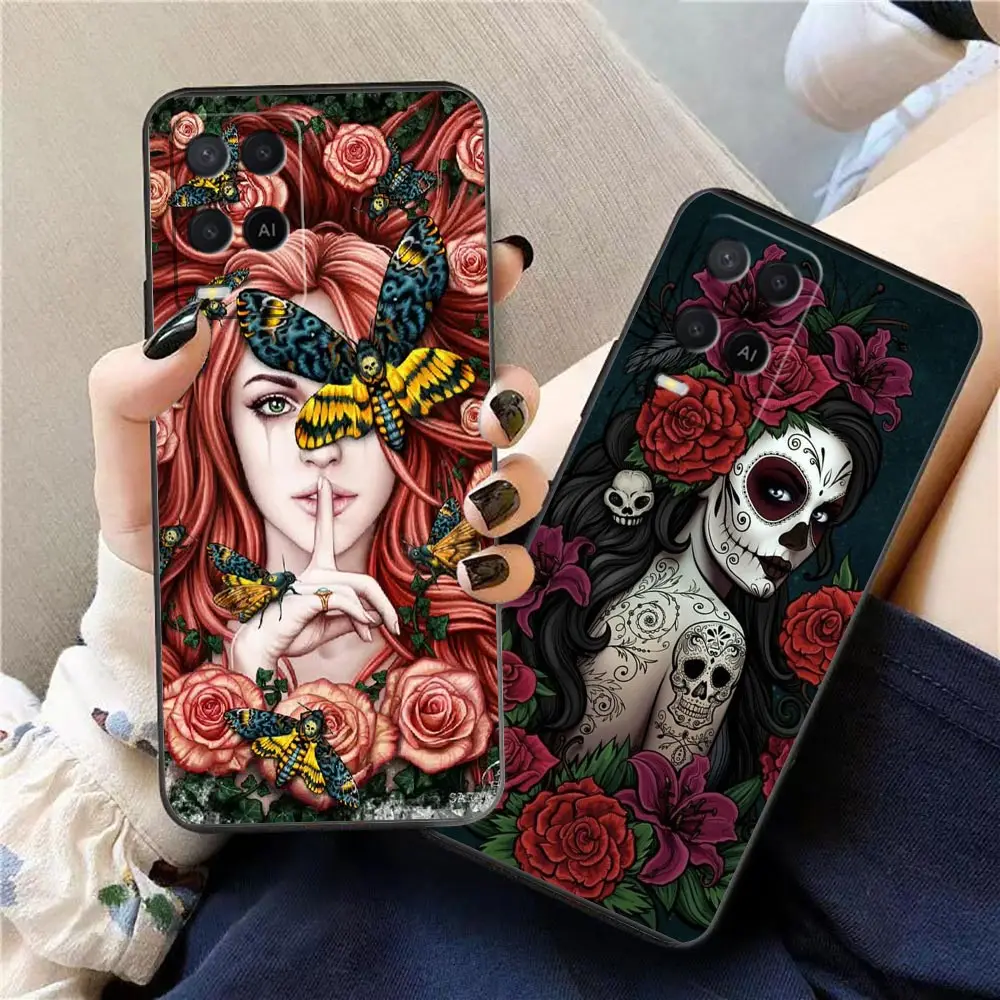 

Funda Case For OPPO A94 A93 A83 A79 A78 A76 A74 A73 A71 A59 A57 Para A55 4G A53 5G A33 A17 A16 A15 Case Katrina Rose Girl Skull