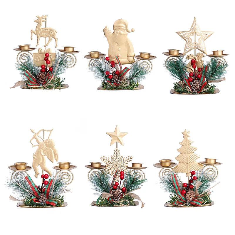 

Christmas Snowflake Star Iron Candlestick Christmas Decoration Candle Holder For Home Xmas Table Ornaments New Year Gifts