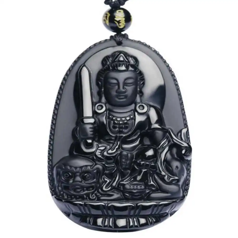 

Обсидиановый резной амулет на удачу Avalokitesvara, ювелирные изделия, подарок, модные подарки, бусины со знаками Зодиака, подвески, лечебный драгоценный камень