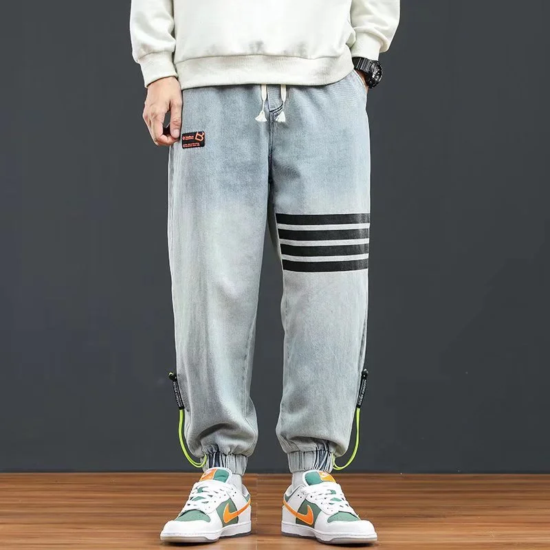 DEEPTOWN Hip Hop Harem Jeans Men Loose Joggers Washed Denim Pants Casual Korean Streetwear Trousers Male Fashion Blue Clothes