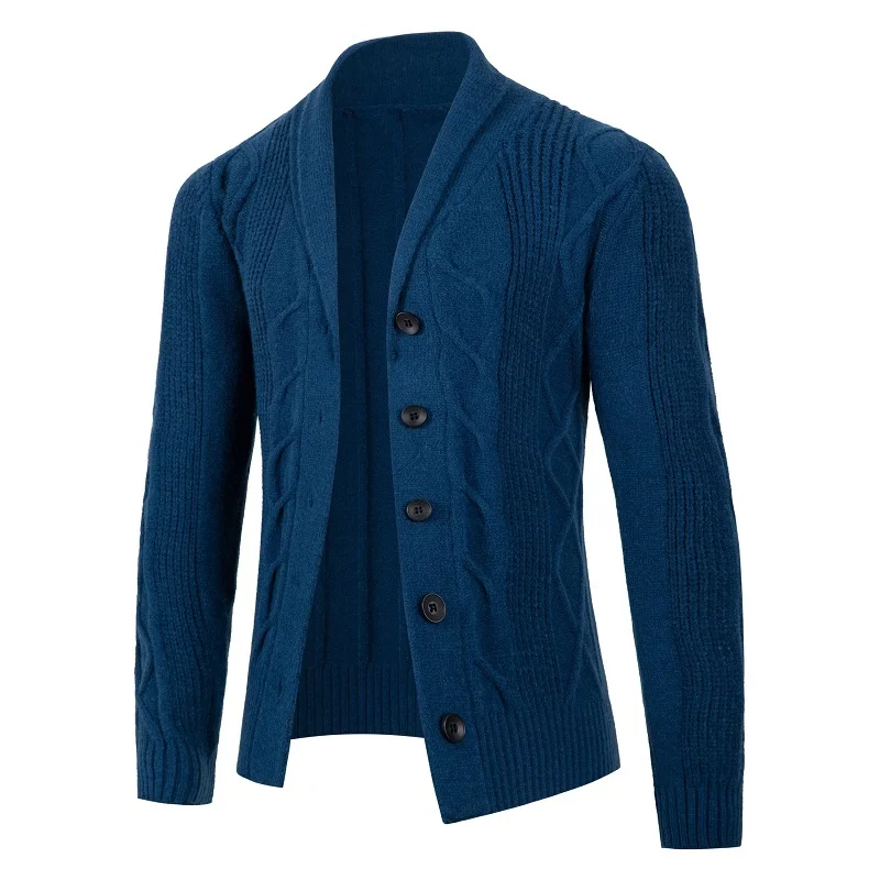 

New Autumn Winter Men Cardigan Sweatercoat Turn Down Collar Single Breasted Knitted Cardigan Mens Causal Sweater Jackets S-3XL