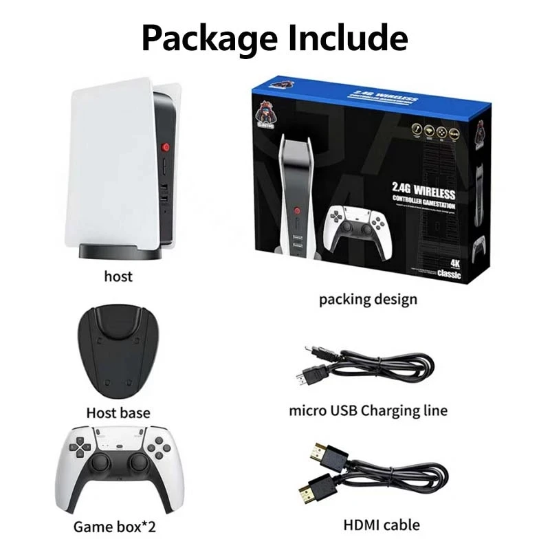 M5 Video Game Console Player 2.4G Wireless Controller 4K HD TV 20000+ Classic Games for CPS/FC/GBA/SFC/PS1/GB Children Gif