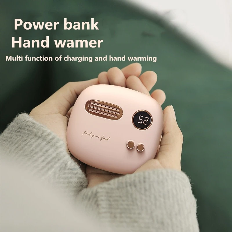 

Wortcare 2 in 1 Retro Hand Warmer Power Bank Digital Display Power Bank Chargeable Usb Heater Warm For Travel Home 5000mAh