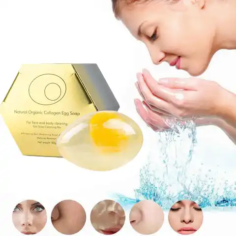85 g of handmade collagen soap, natural organic egg soap, cleaning soap, bath soap, removal of acne, face whitening ...