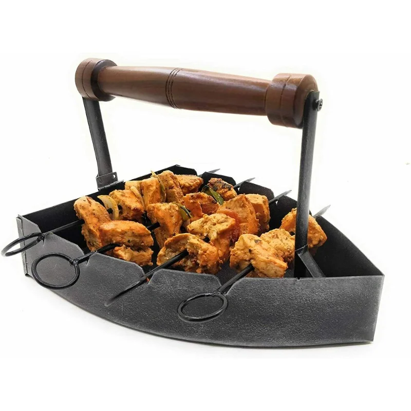 

[Flash Deal] металлическая тарелка для барбекю, кебаб, панир Tikka с 4 шпагами [в наличии в США]