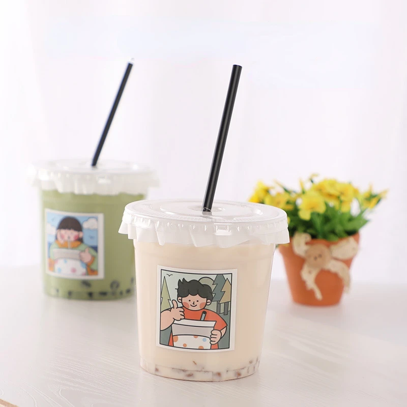 

50pcs 260-700ml Milk Tea Cup PET Thickened Transparent Plastic Cup 98 Caliber Beverage Cup Coffee Ice Cream Cup disposable cup