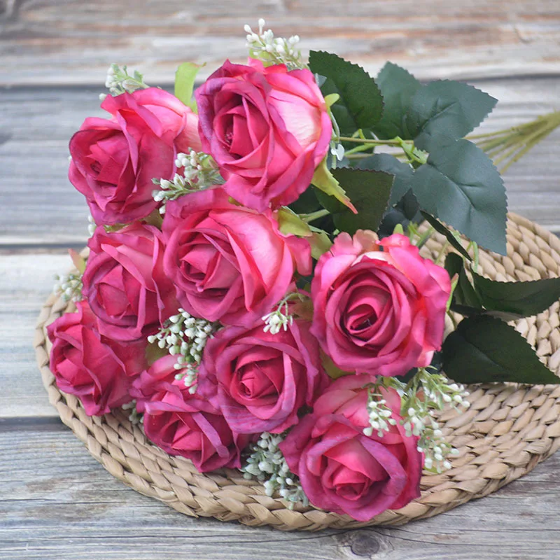 

Искусственные искусственные розы, 9 цветов