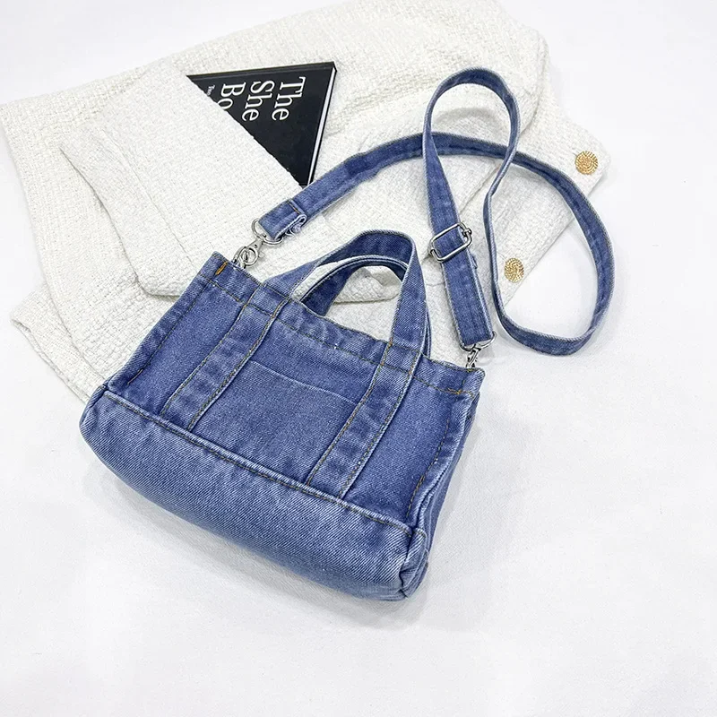 

Casual Denim Tote Bags for Women Designer Canvas Crossbody Bags Mini Jean Handbags Female Shoulder Bag Commuting Shopper Purses