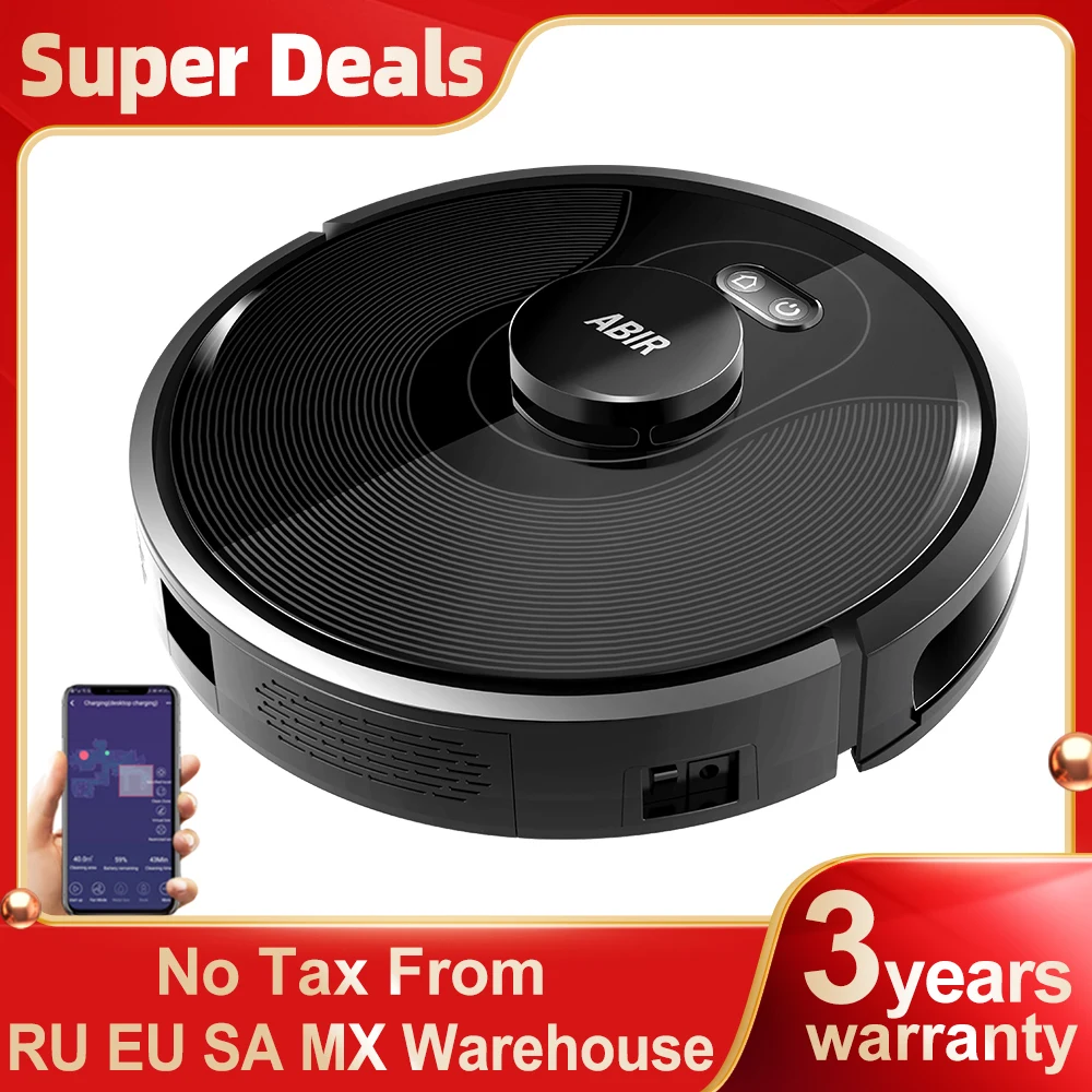  Robot Vacuum Cleaner ABIR X8,Laser Lidar,6500pa Suction,Multi-Floor Map,UV Lamp,TOF Wisdom,APP Restricted Area,Smart Wet Mopping