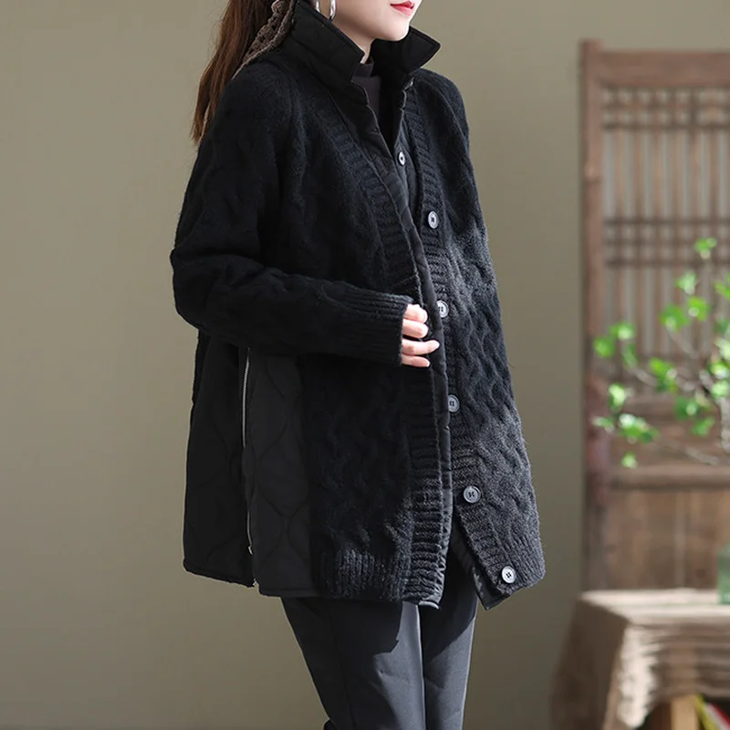 Women Autumn Winter Oversize Knitted Cardigan Casual 2022 Hooded Twist Sweater Zipper Long Sleeve Crochet Outerwear Knit Coats