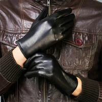 winter mens genuine leather gloves 2022 new brand touch screen gloves fashion warm black gloves sheepskin mittens