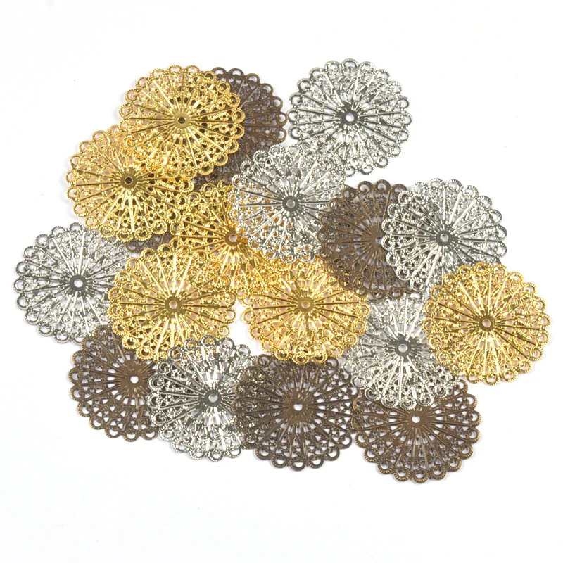 10 шт. 43x43 мм смешанные круглые металлические поделки цветок филигранные оболочки разъемы для изготовления ювелирных изделий Скрапбукинг фурнитура DIY домашний декор