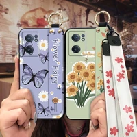 For Girls Soft Phone Case For OnePlus Nord CE2 Back Cover Lanyard Anti-dust Wristband sunflower